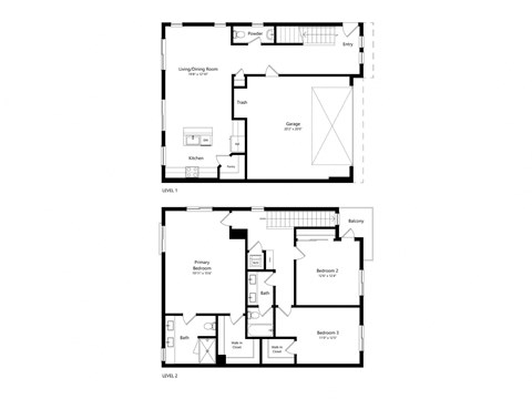 a floor plan of two different floor plans of a house